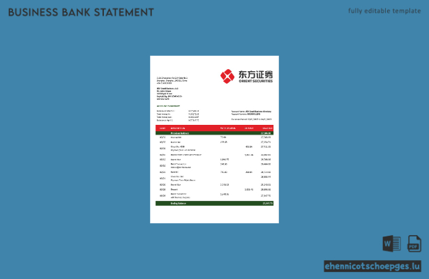 Beispiel eines Kontoauszugs von Orient Securities (Word- und PDF-Datei)